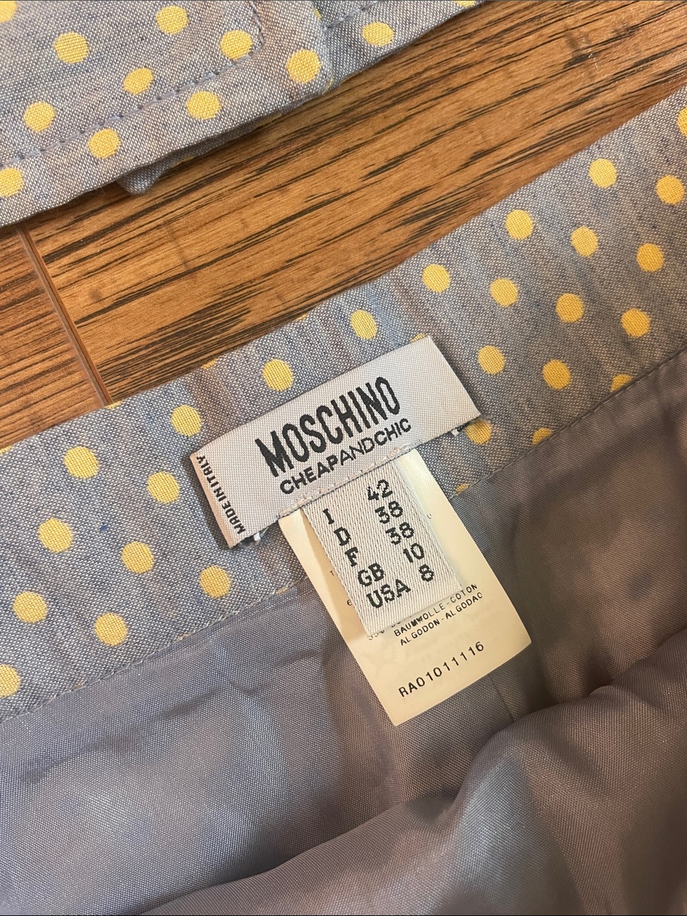 Moschino Cheap & Chic RARE 90s Blue Polka Dot Blazer & Skirt Set - Picture 3 of 12
